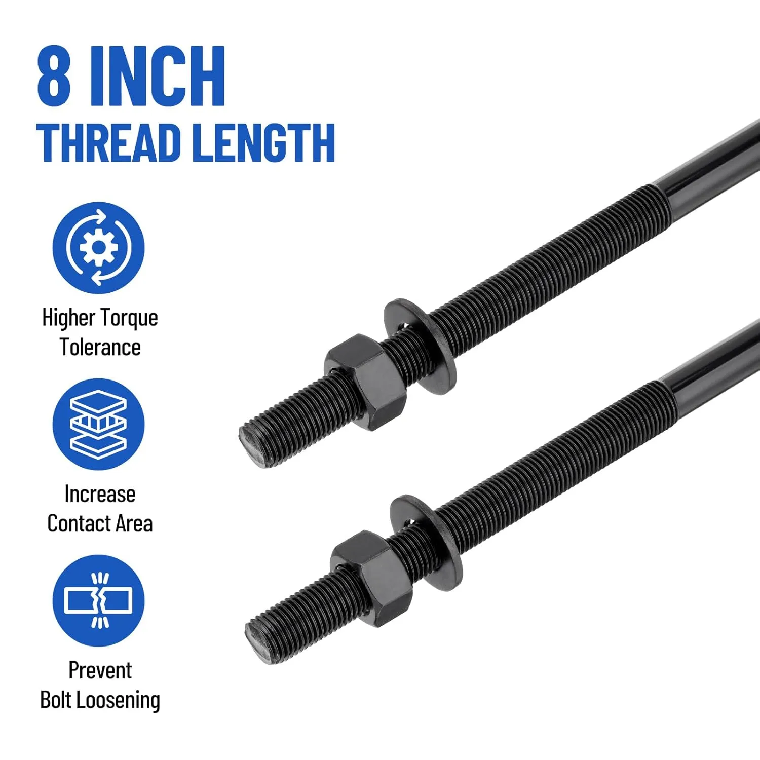 20 inch Square Bend U-Bolt Kits, Heavy Duty Steel Square U-Bolts with 6 inch Tie Plates for Truck Chassis