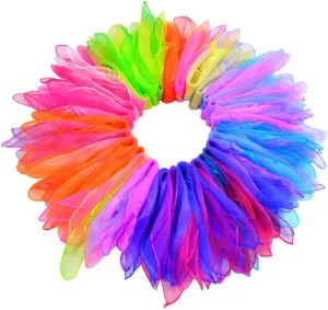 30pcs Dance Scarves Square Juggling Scarf Magic Scarves, Magic Tricks Performance Props Accessories Movement Scarves Rhythm Band Scarf 24 by 24 Inches Random Graduated Colors Handkerchief