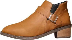 AMDBEL Fall Boots for Women 2024 Ankle Booties Low Chunky Stacked Heel Round Toe Booties Fashion Casual Fall Winter Shoes