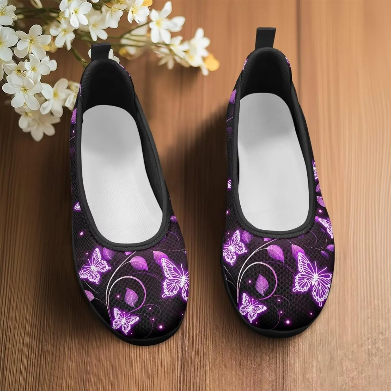 Artistic Abstract Print Womens Flats Lightweight Comfortable Walking Shoes Round Toe Casual Sneakers Daily Wear