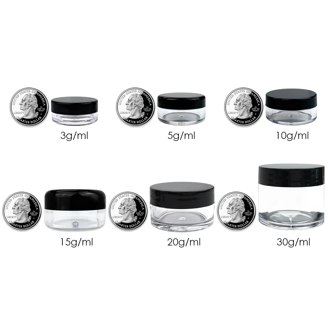 Beauticom 15 gram/15ml Empty Clear Small Round Travel Container Jars with Lids for Make Up Powders, Eyeshadow Pigments, Lotions, Creams, Lip Balm, Lip Gloss, Samples (60 Pieces, Clear Lid)