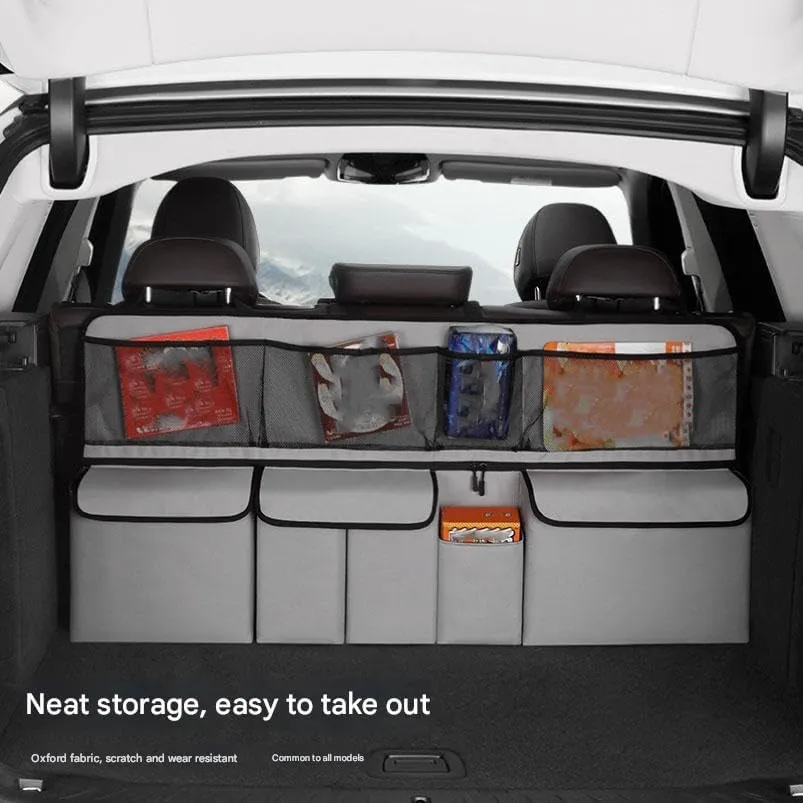 Car Boot Organiser for Volkswagen VW Tiguan/Taos/Jetta/Vento/Atlas/Polo/T-Cross/Passat/Virtus,Waterproof Kick Mats Seat Back Storage Bag Travel Durable Foldable Multi Pocket Journey Tidy Storage