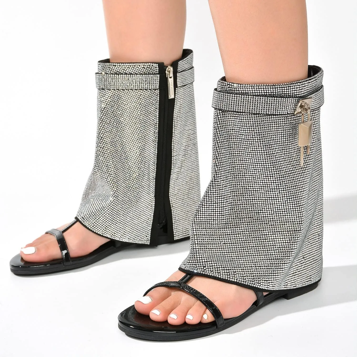 Carami Round Toe Fold Over Flat Sandals (Carami)