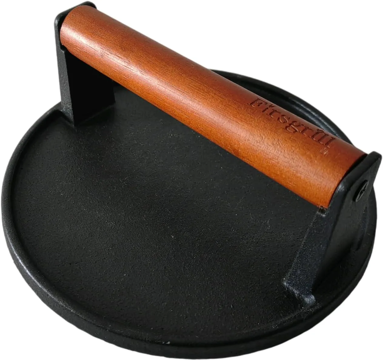 Cast Iron Grill Presses with Wood Handle (Round & Rectangle w Flat Bottom)
