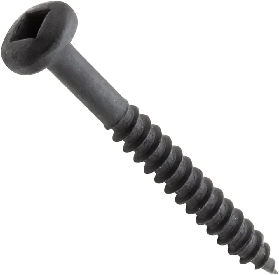Centerline #6 x 1-1/4'' Pan Head Square Drive Pocket Hole Screws, Fine Thread, Black, 200-Pack