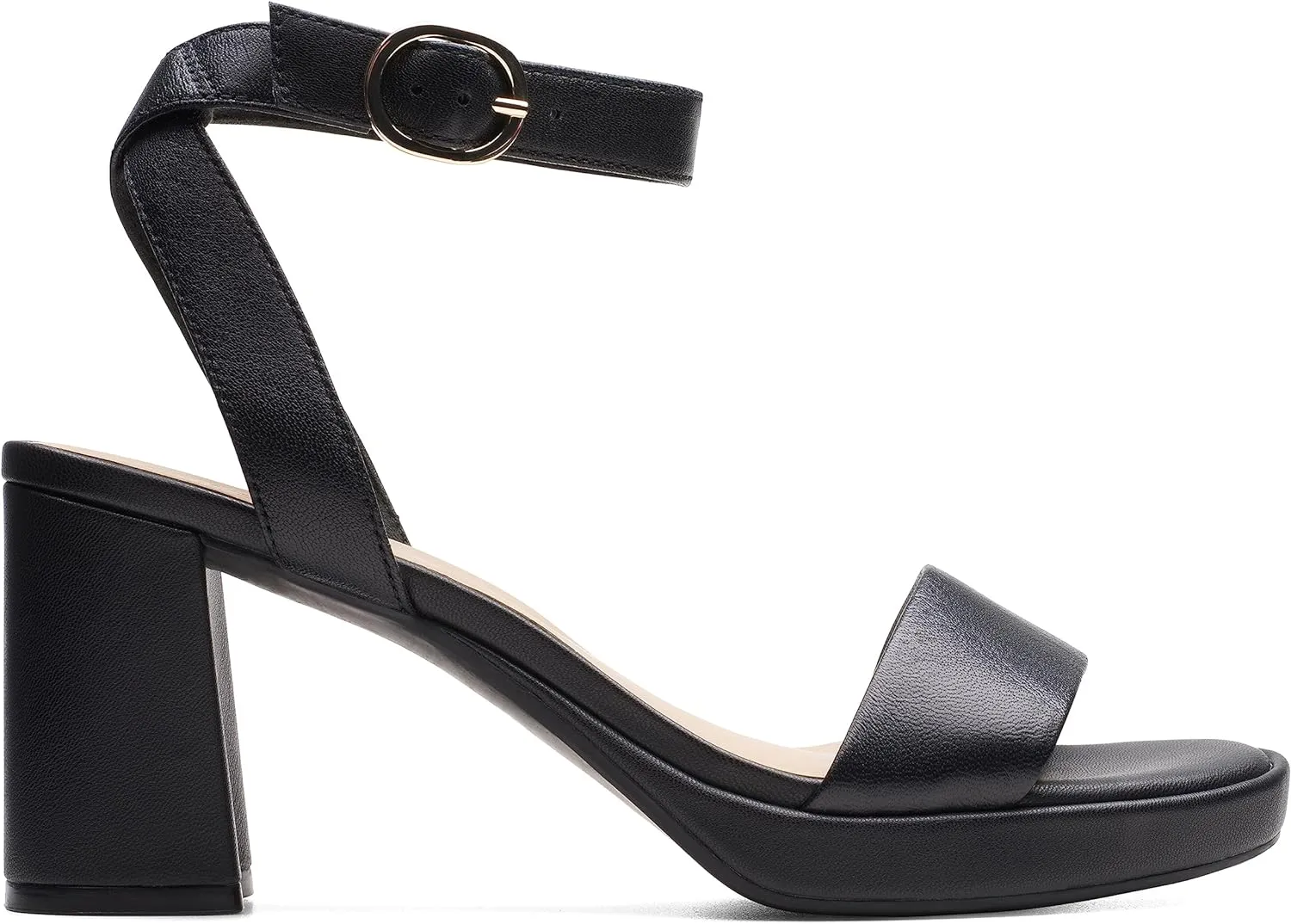 Clarks Women's Dress Heeled Sandal, Black Leather, 7