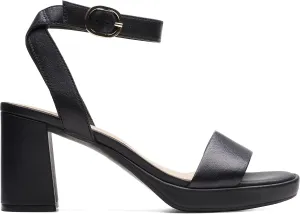 Clarks Women's Dress Heeled Sandal, Black Leather, 7