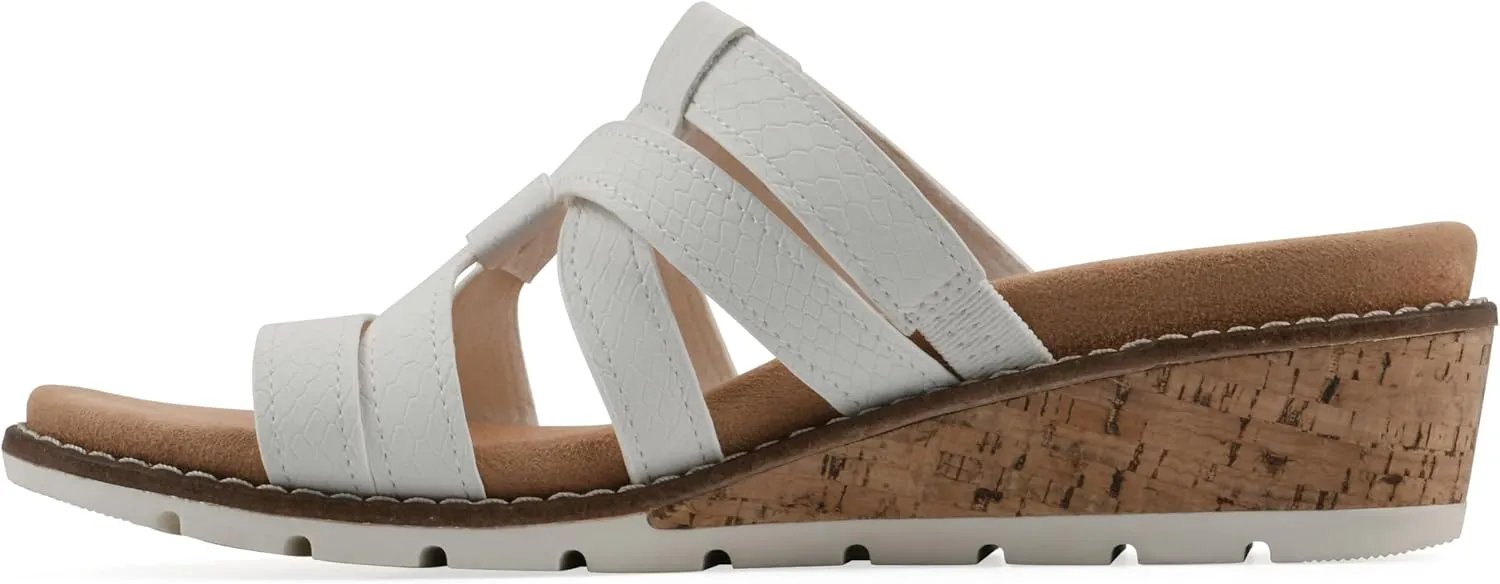 CLIFFS BY WHITE MOUNTAIN Women's Tinisha Strappy Cork Wedge Sandal