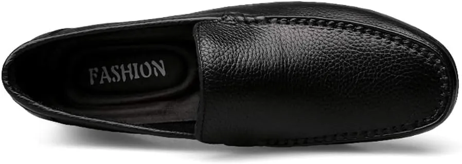 Comodish Breathable Driving Loafer for Man Soft Casual Boat Shoes Business Lined Oxford Slip On Style Genuine Leather Round Toe Flat Heel Formal Oxford