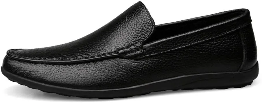 Comodish Breathable Driving Loafer for Man Soft Casual Boat Shoes Business Lined Oxford Slip On Style Genuine Leather Round Toe Flat Heel Formal Oxford