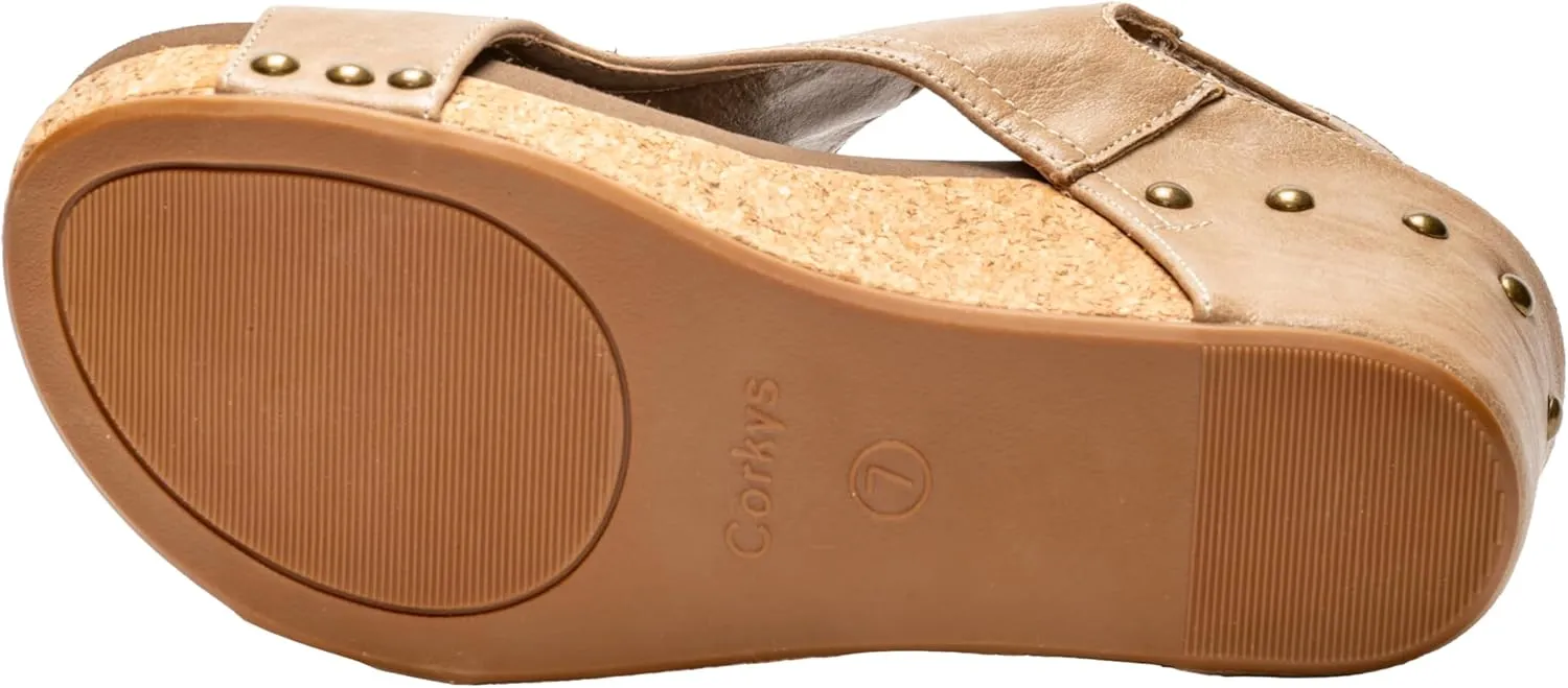 Corkys Footwear Womens Carley Wedges, Featuring Corkys EVA Foam Cushioned Insoles, A 2.5 Inch Heel, Lightweight For All Day Wear, And Hook And Loop Closure