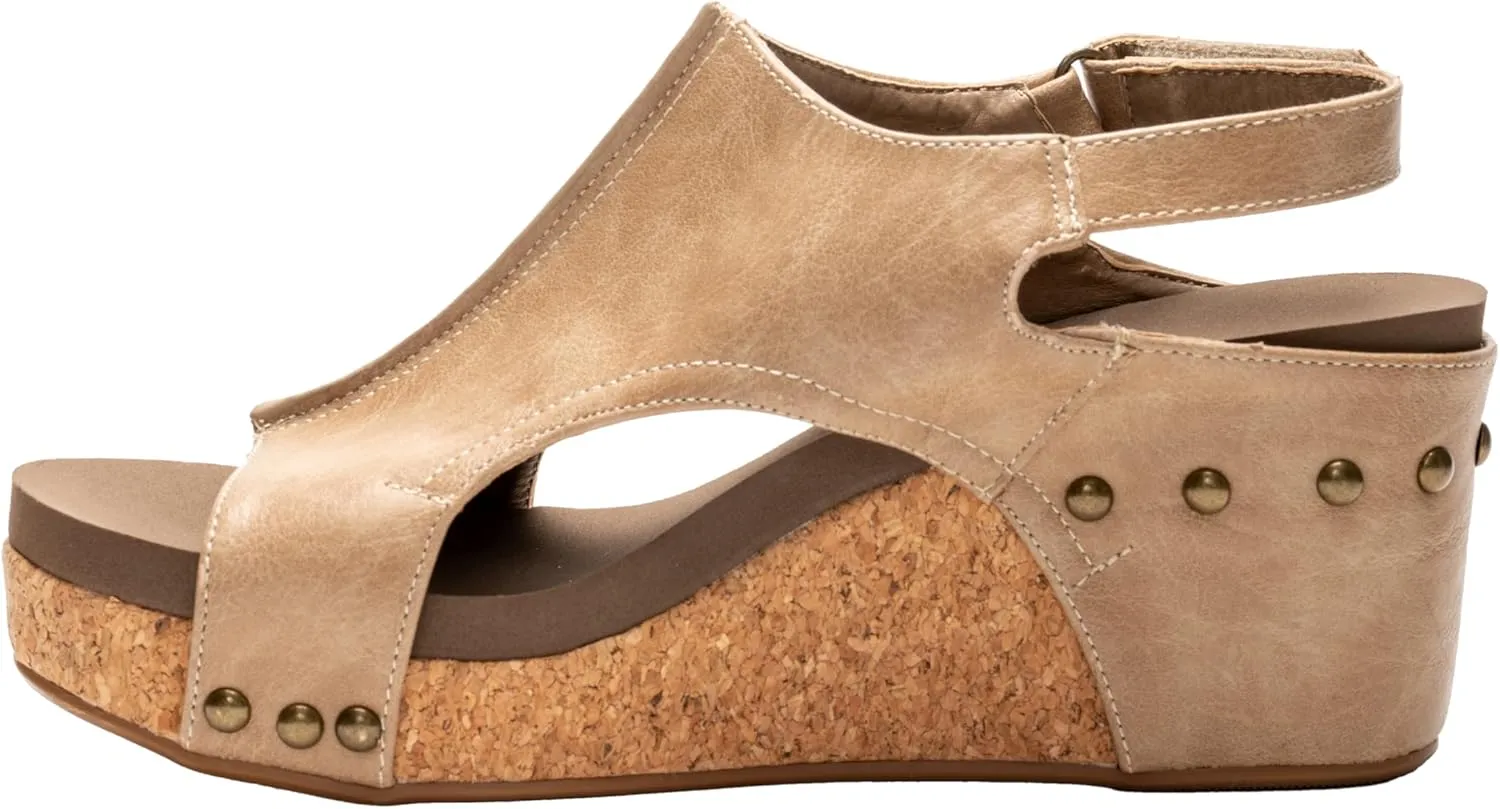 Corkys Footwear Womens Carley Wedges, Featuring Corkys EVA Foam Cushioned Insoles, A 2.5 Inch Heel, Lightweight For All Day Wear, And Hook And Loop Closure