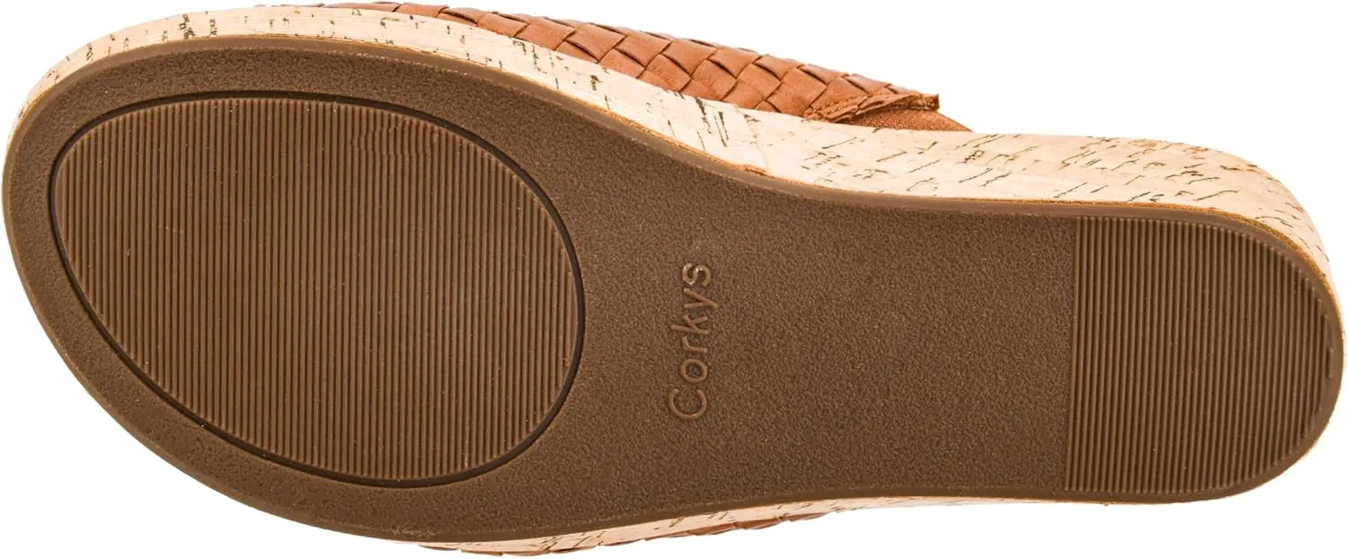 Corkys Footwear Women's Wine And Dine 2.5-Inch Wedge Sandal - With A Woven Upper, Cork Platform, Slip-On Design, and Corkys Soft EVA Insoles For All Day Wear