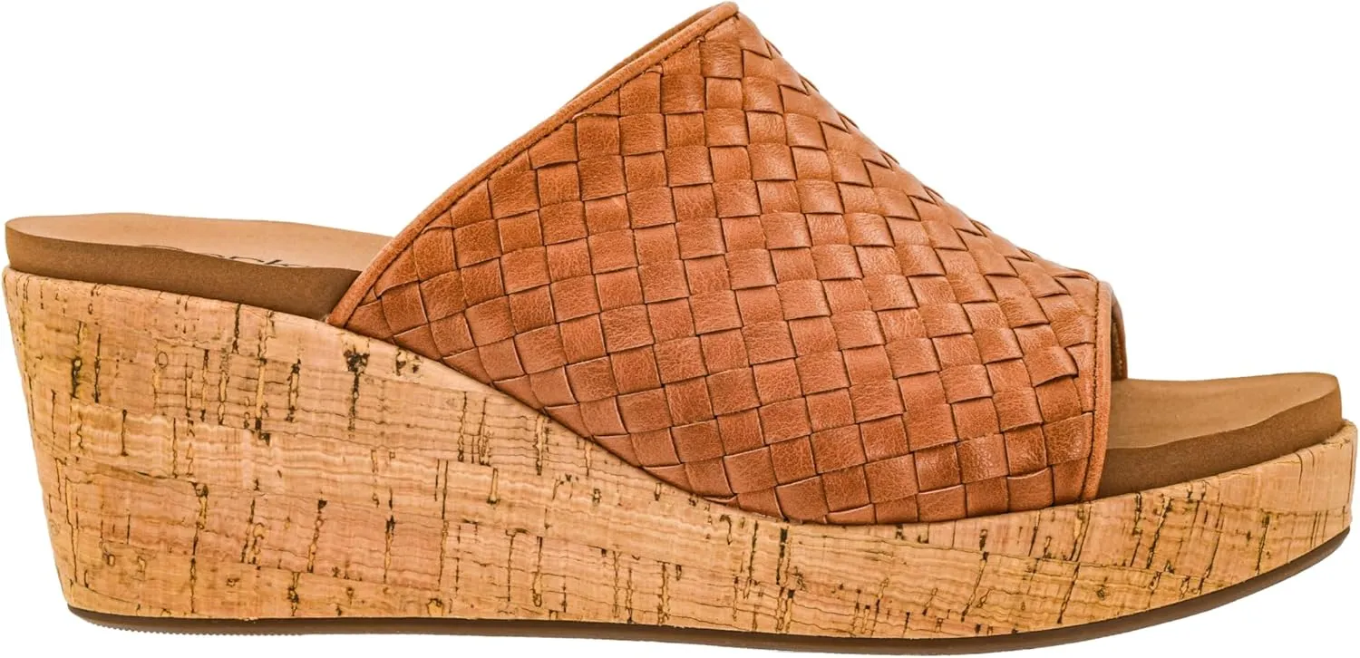 Corkys Footwear Women's Wine And Dine 2.5-Inch Wedge Sandal - With A Woven Upper, Cork Platform, Slip-On Design, and Corkys Soft EVA Insoles For All Day Wear