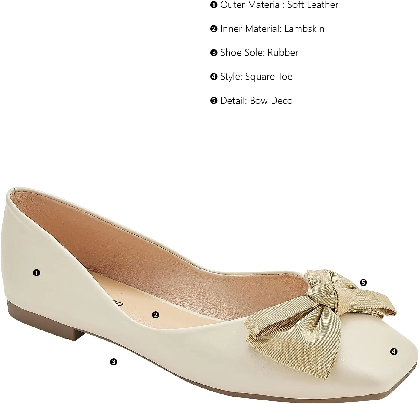 C.Paravano Women's Flats | Square Toe Shoes for Women | Leather Flat Shoes for Women | Slip On Ballet Flats