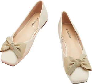 C.Paravano Women's Flats | Square Toe Shoes for Women | Leather Flat Shoes for Women | Slip On Ballet Flats