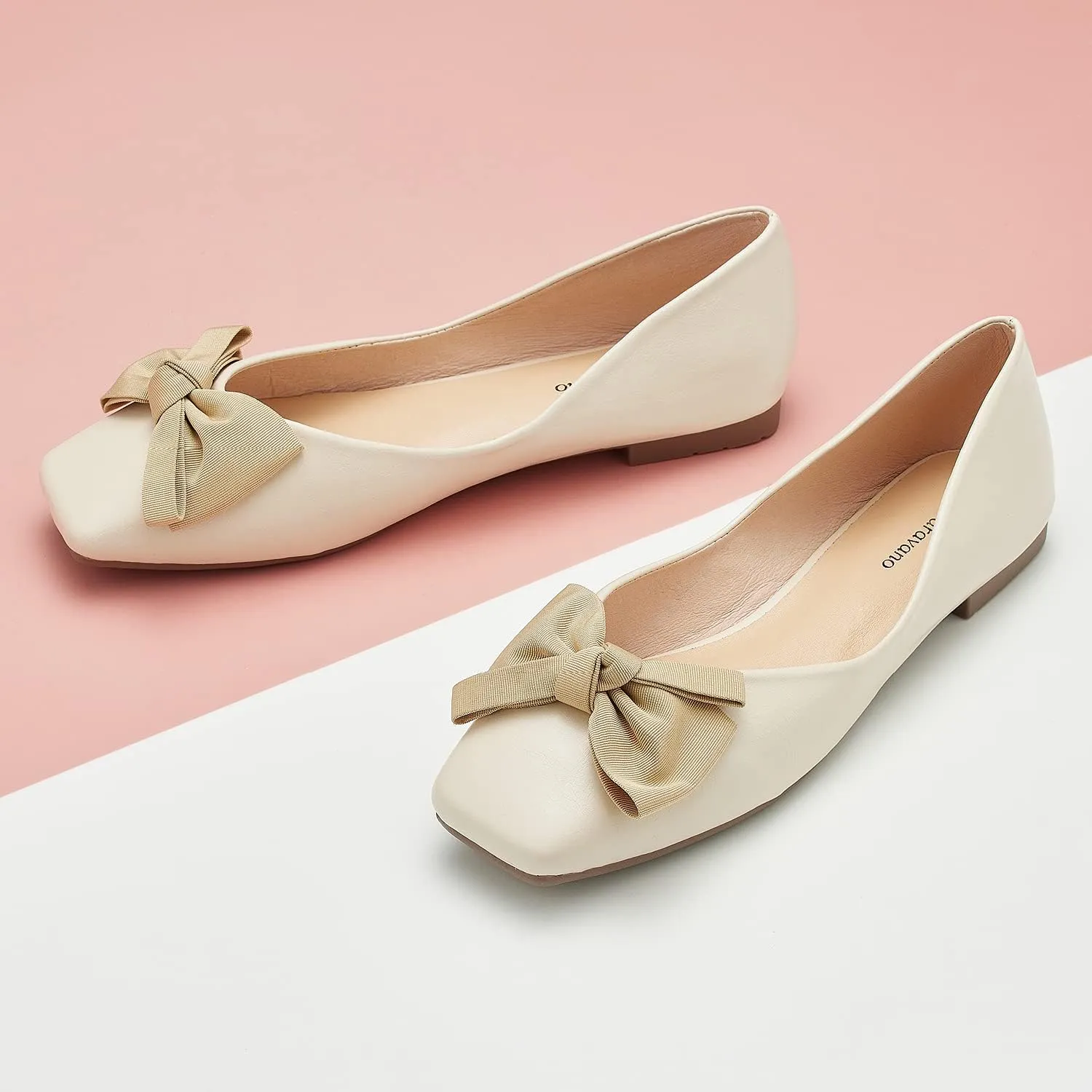C.Paravano Women's Flats | Square Toe Shoes for Women | Leather Flat Shoes for Women | Slip On Ballet Flats