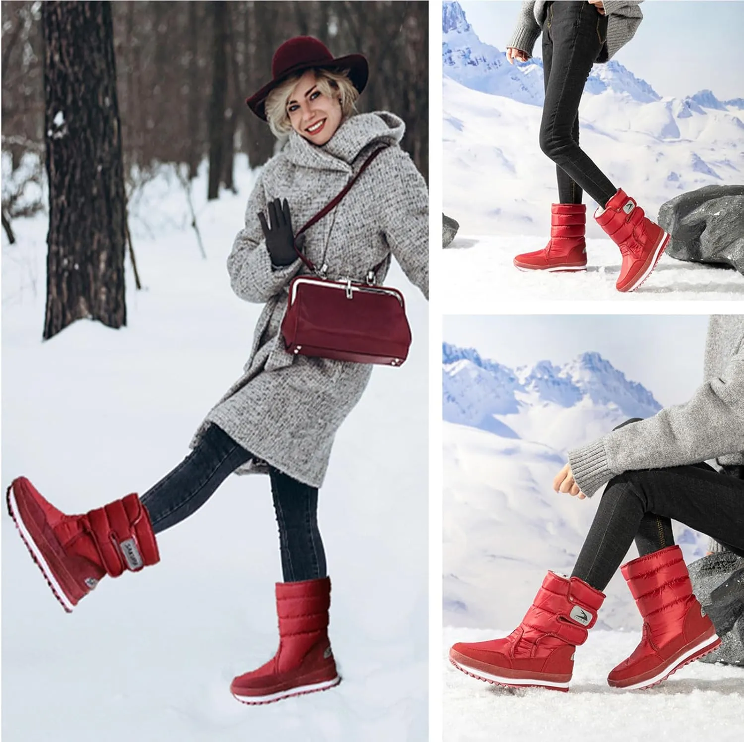 DADAWEN Women's Waterproof Frosty Snow Boot
