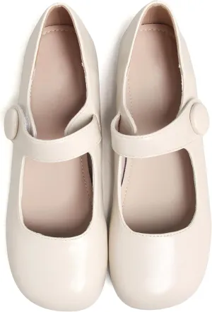 Dear Time Women's Round Toe Mary Jane Strap Flat Shoes, Cute Lolita Uniform Shoes, Soft Cushion Ballet Flats for Women