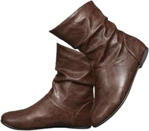 DINTAHA Flat Ankle Boots Women'S Slouch Boots Low Heel Booties Fall Slouchy Boots