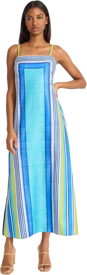 Donna Morgan Women's Square Neck Spaghetti Strap Maxi Summer Wedding Guest Party Special Occasion A-line Long Dress