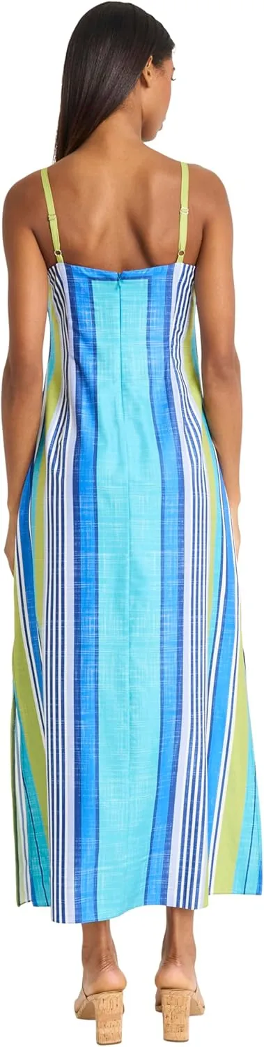 Donna Morgan Women's Square Neck Spaghetti Strap Maxi Summer Wedding Guest Party Special Occasion A-line Long Dress