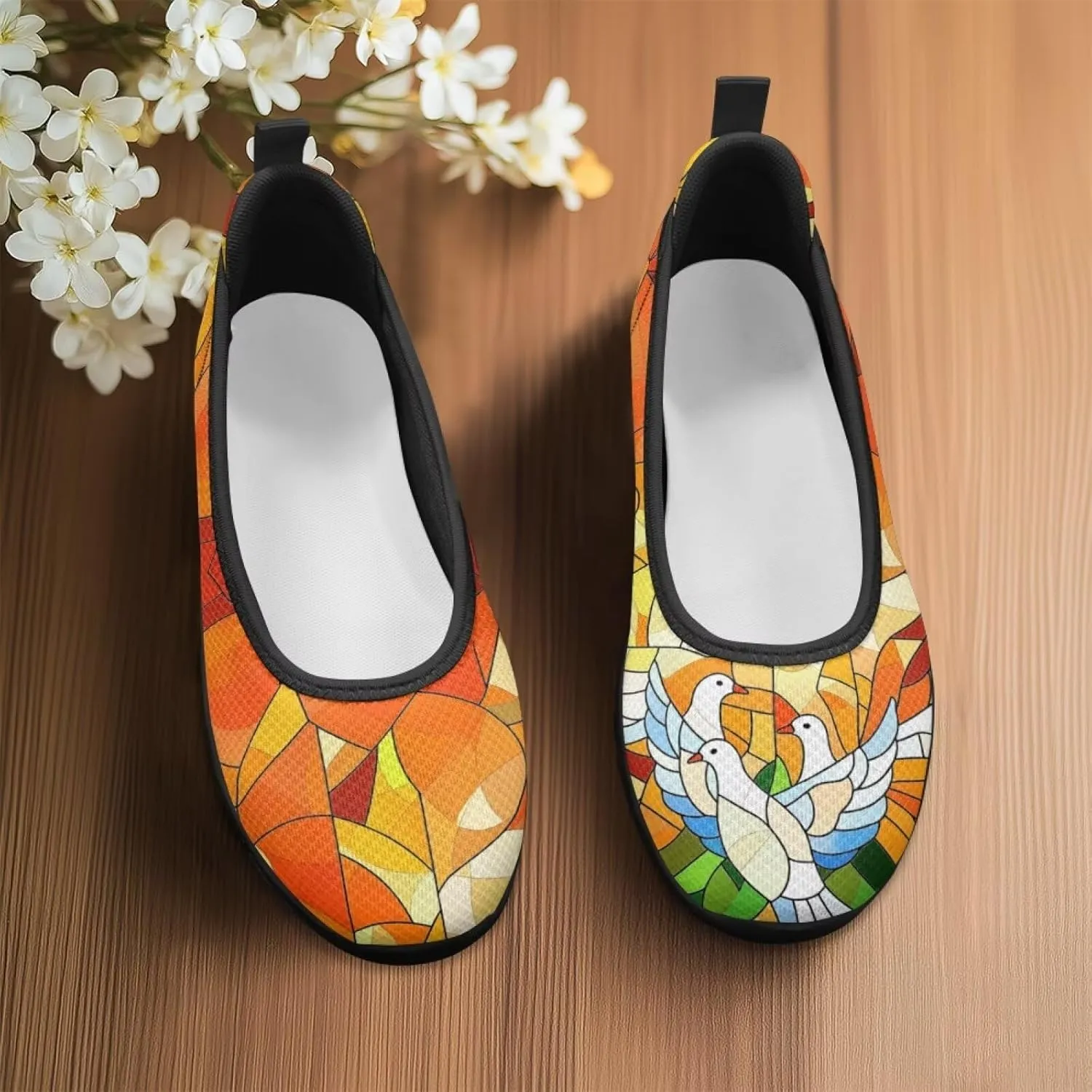 Doojoayie Art Casual Slip On Shoes for Ladies Flat Shoes Comfort for Dalil Casual