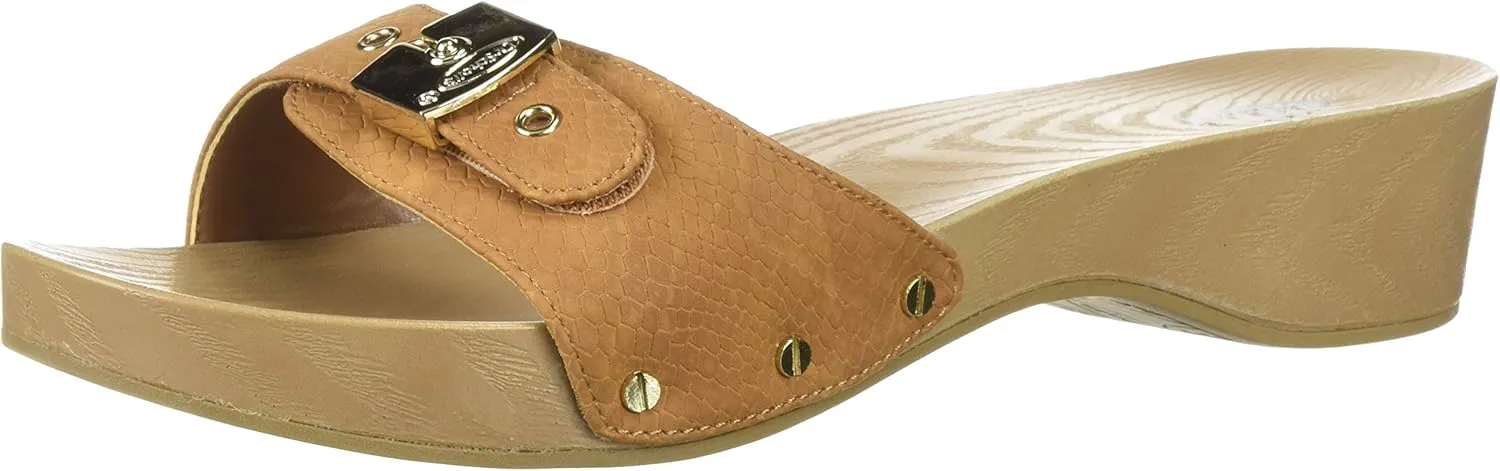 Dr. Scholl's Shoes Women's Classic Sandal Faux Wood Slide Sandal
