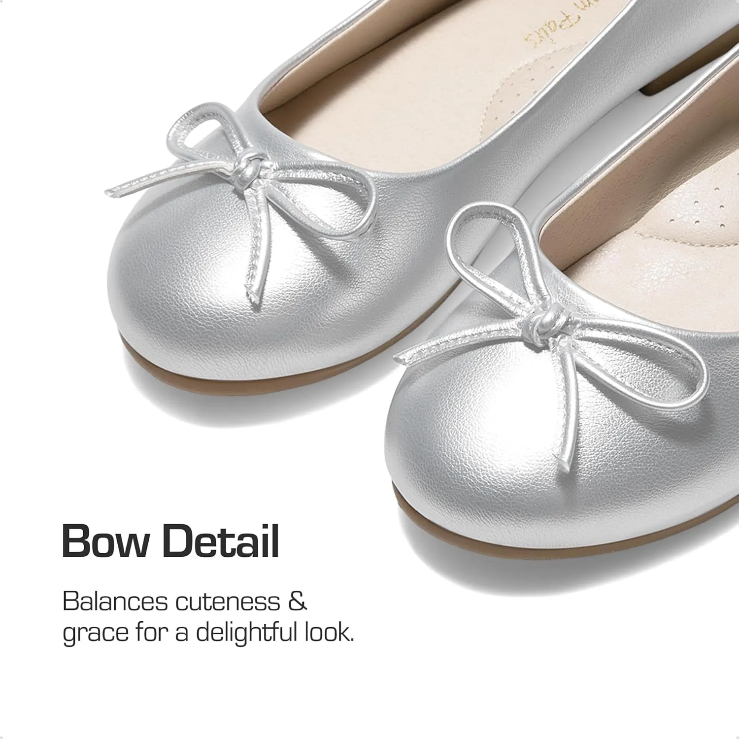 DREAM PAIRS Girls Dress Shoes Ballet Flats Slip-on Fashion Bow Flower Girl Shoes for Wedding, School, Party, Birthday