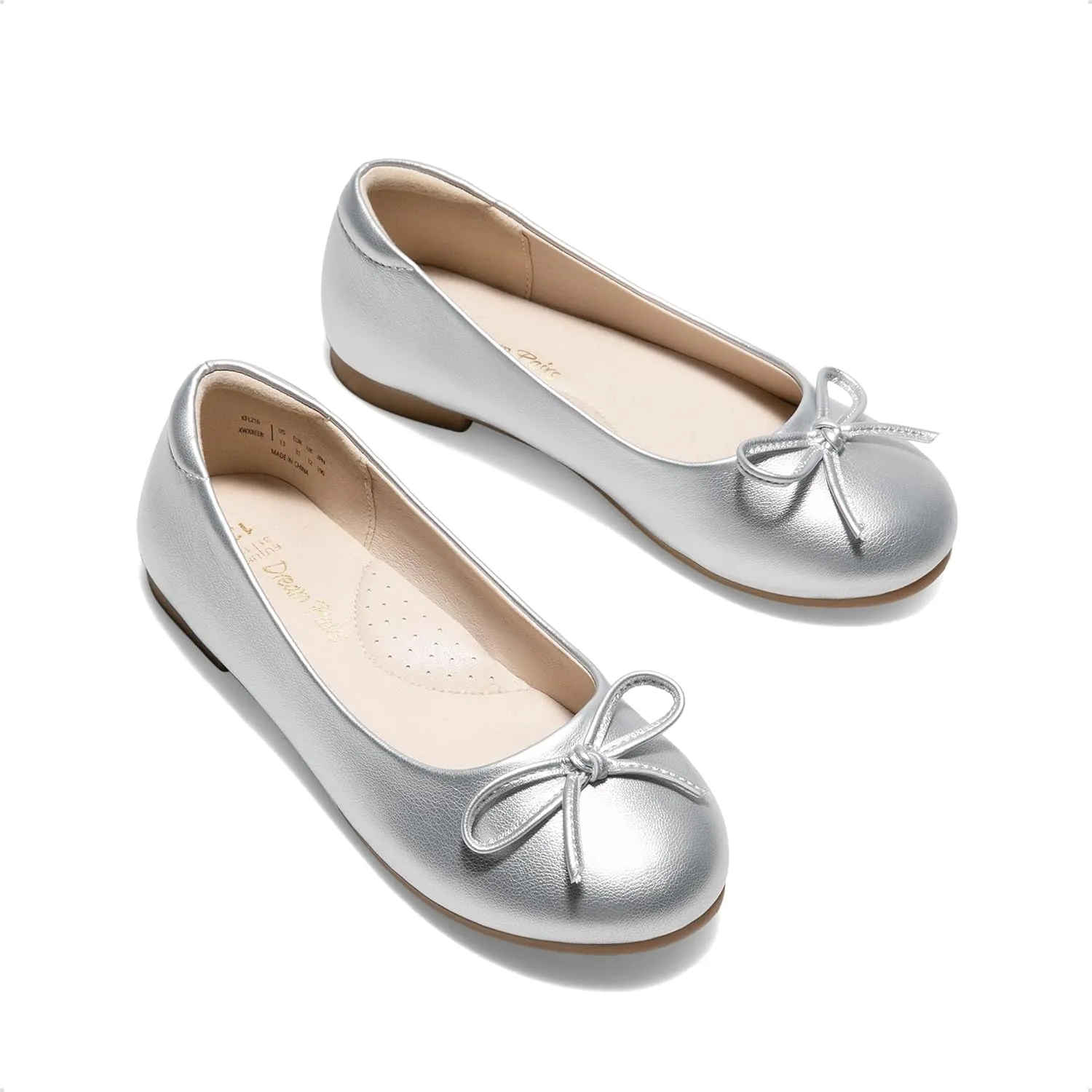 DREAM PAIRS Girls Dress Shoes Ballet Flats Slip-on Fashion Bow Flower Girl Shoes for Wedding, School, Party, Birthday