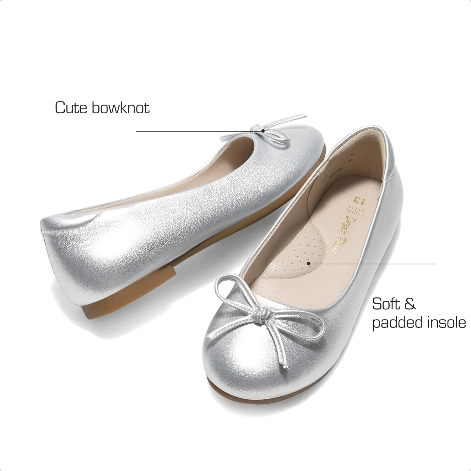 DREAM PAIRS Girls Dress Shoes Ballet Flats Slip-on Fashion Bow Flower Girl Shoes for Wedding, School, Party, Birthday