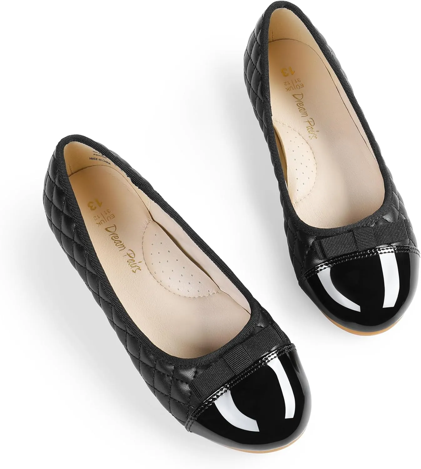 DREAM PAIRS Girls Dress Shoes Flower Girl Slip-on Bow Ballet Flats for Wedding, Party, School (Little Kid/Big Kid)