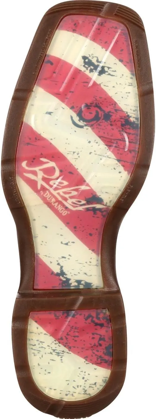 Durango Men's Rebel Patriotic Pull-On Western Flag Boots Brown