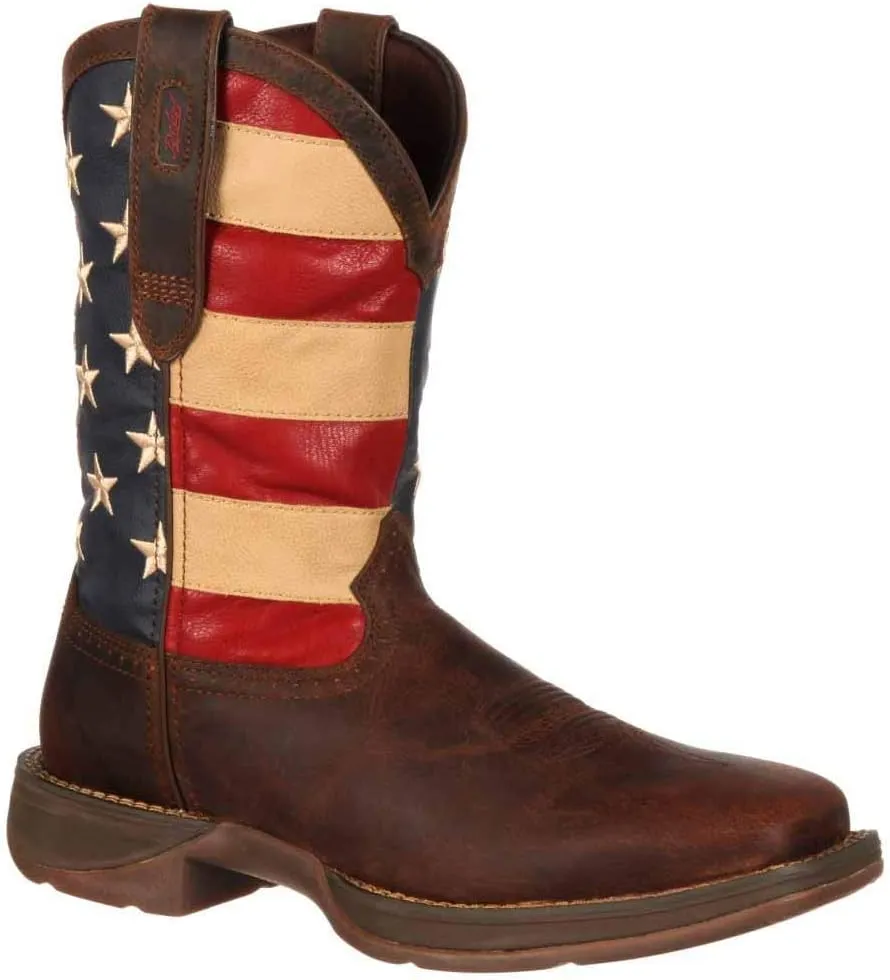 Durango Men's Rebel Patriotic Pull-On Western Flag Boots Brown