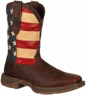 Durango Men's Rebel Patriotic Pull-On Western Flag Boots Brown