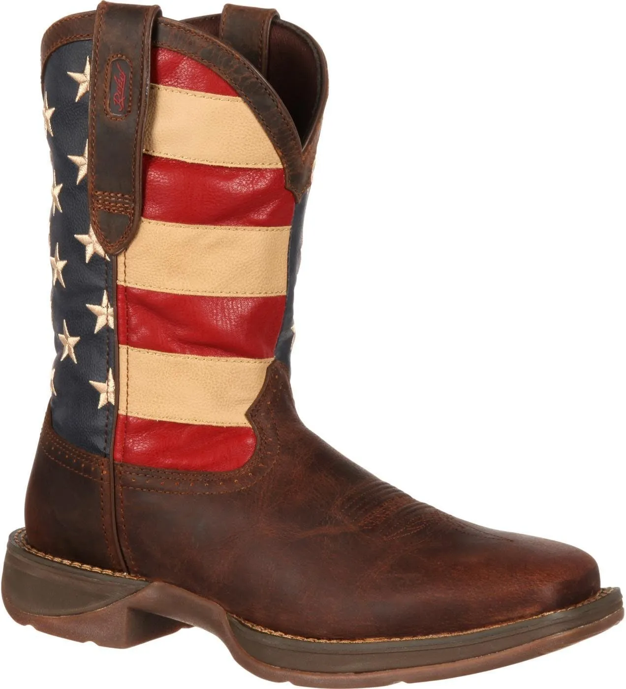 Durango Men's Rebel Patriotic Pull-On Western Flag Boots Brown