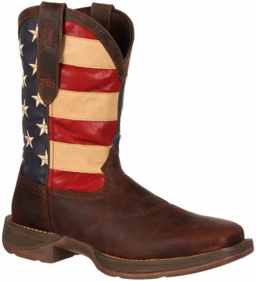 Durango Men's Rebel Patriotic Pull-On Western Flag Boots Brown