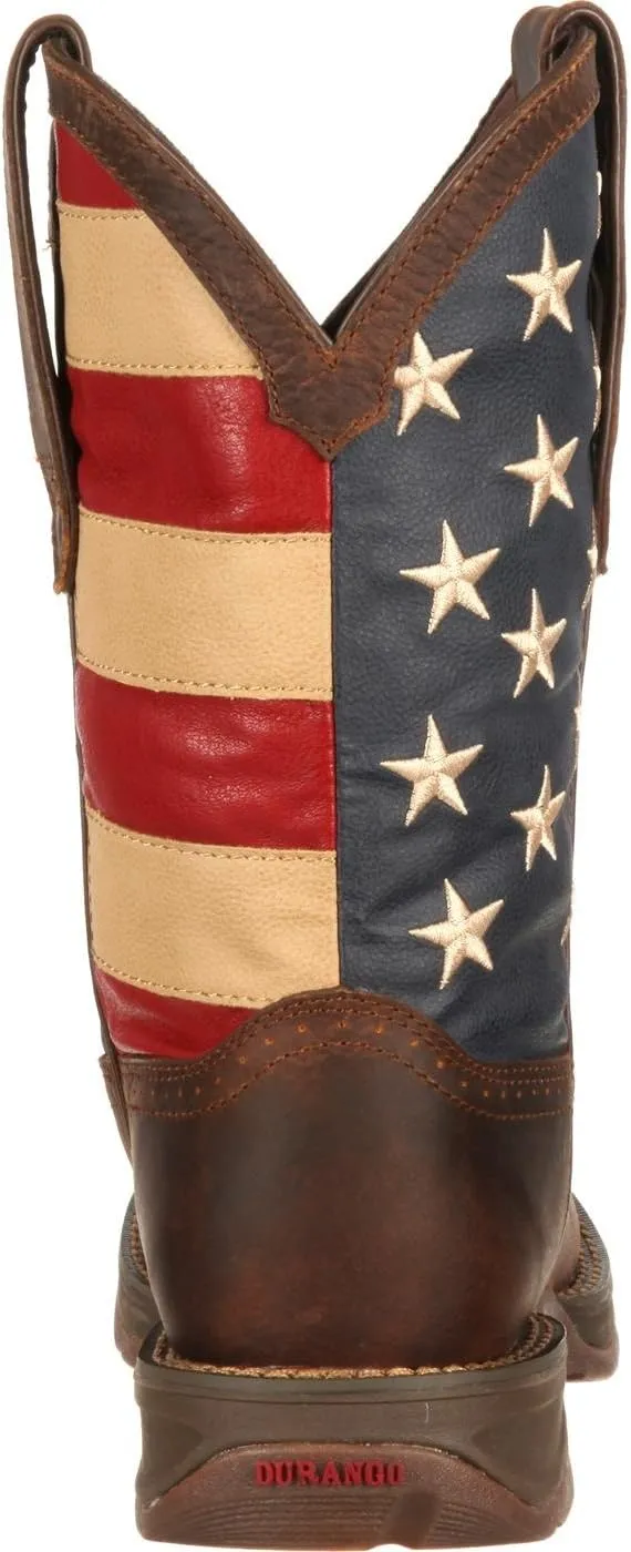 Durango Men's Rebel Patriotic Pull-On Western Flag Boots Brown