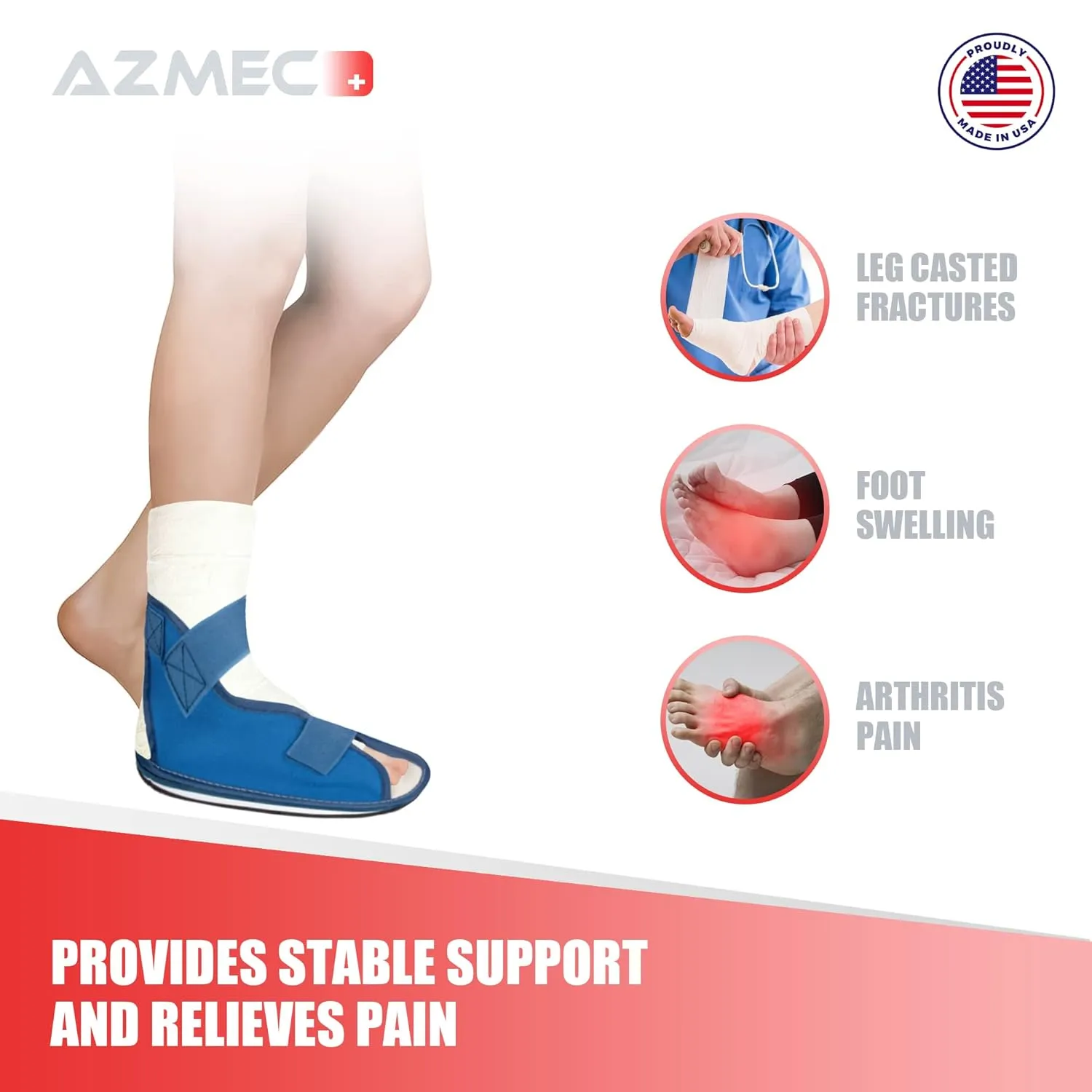 Economy Super Cast Shoes, Postoperative Cast Boot For Fracture Feet, Supports Surgical Foot Protection, Stables Ankle Joints, Size Medium 4-3/4"W x 11"L