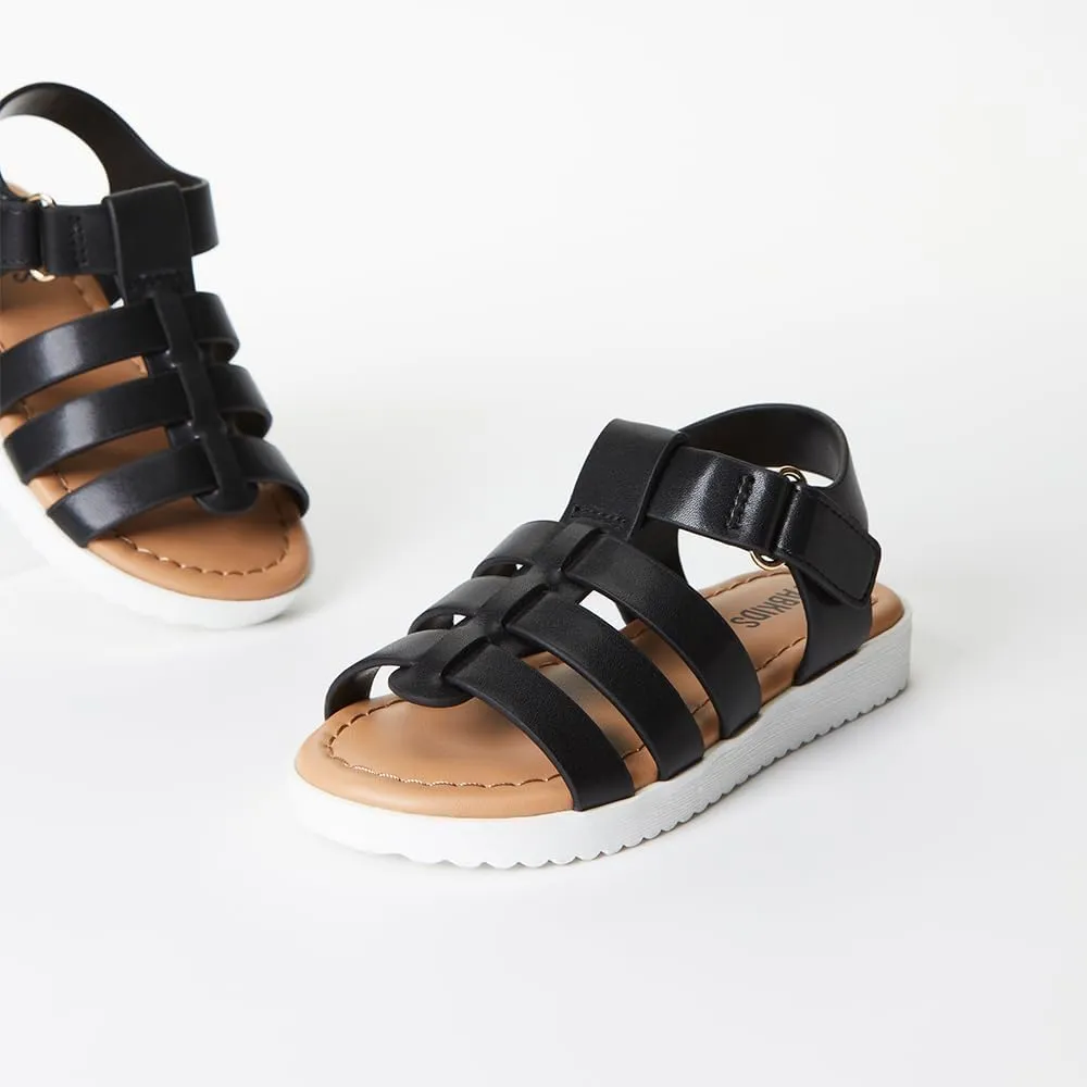 FabKids Girls Gladiator Sandals Braided Strappy Flats Sandal Summer Open Toe Holiday Party Dress Shoes for Toddler Little Kid Big Kid