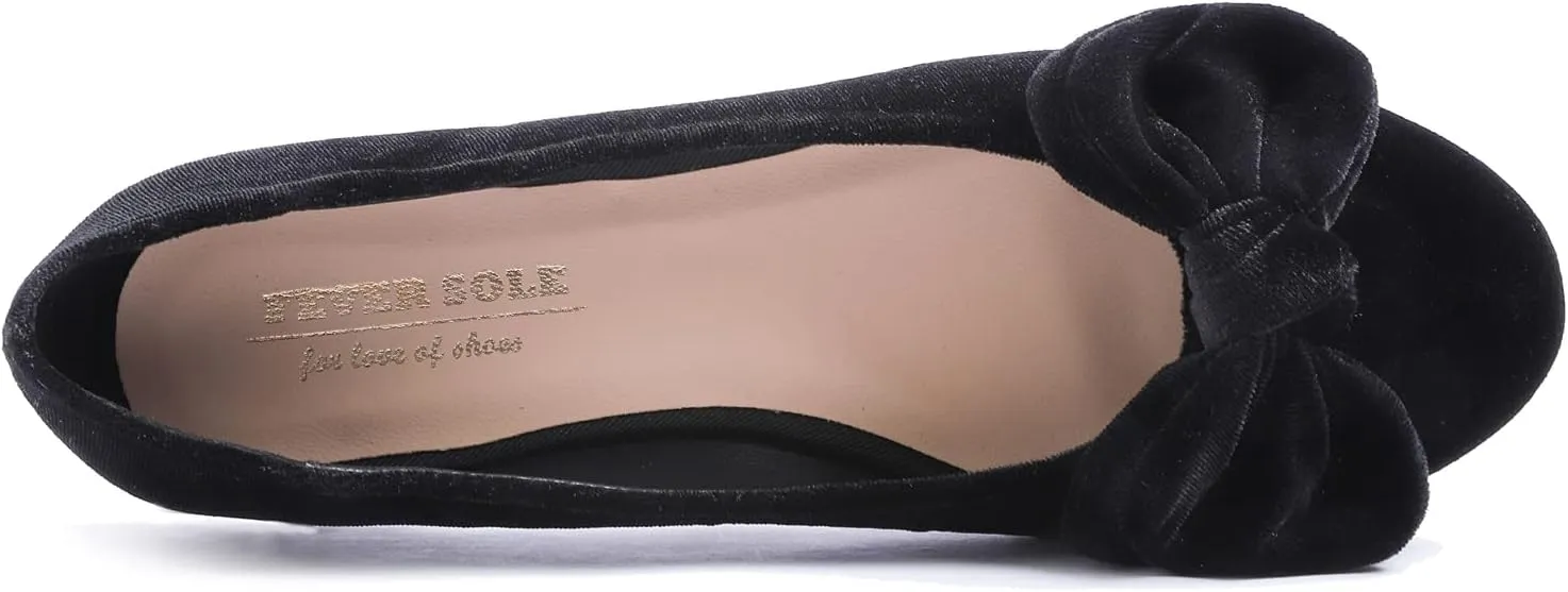 Feversole Women's Round Toe Cute Bow Trim Ballet Flats