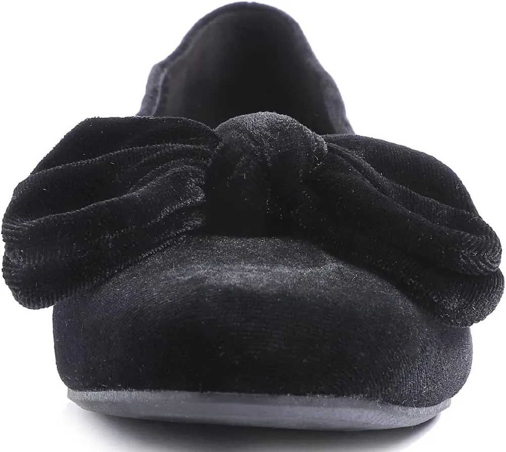 Feversole Women's Round Toe Cute Bow Trim Ballet Flats