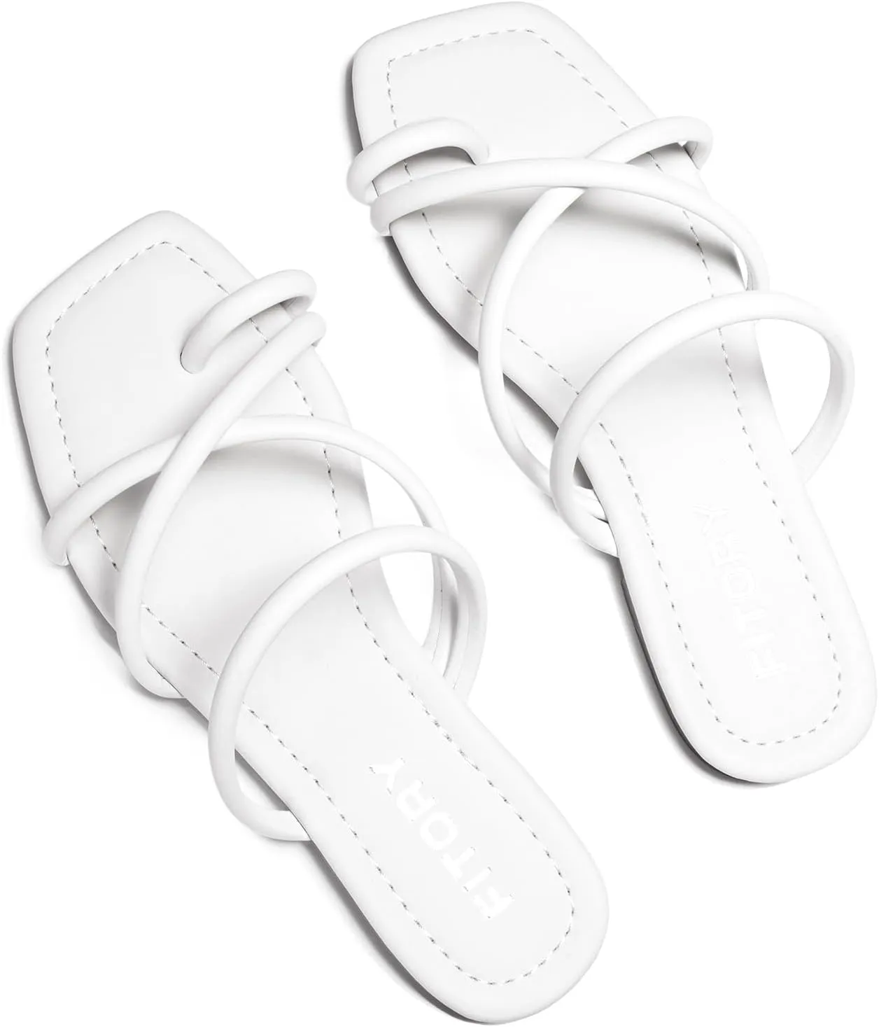 FITORY Women's Slide Sandals Flat Toe Ring Thongs with Cross Strap for Summer Size
