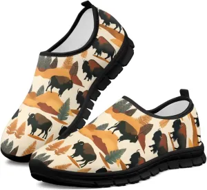 Flowers Casual House Shoes Breathable Mesh Sneakers for Women Comfort Soft Anti-Slip Shock Absorption EVA Sole Hiking Shoes for Outdoor Size 5.5-11.5 Black Sole