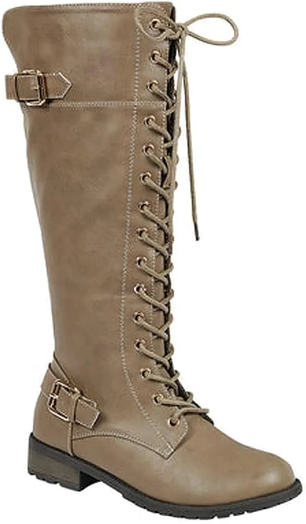 Forever Women's Mango-27 Round Toe Low Heel Knee High Boots