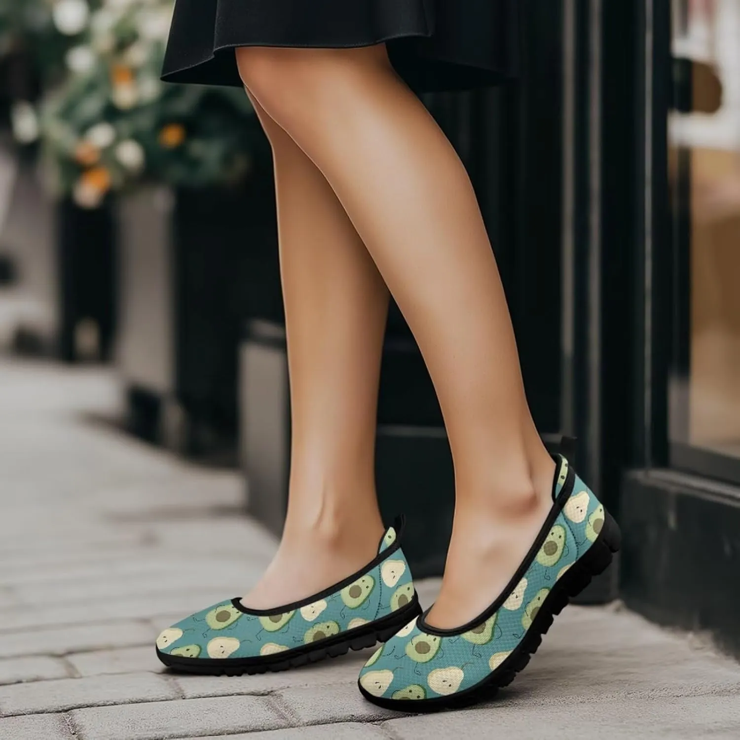 Fruit Print Shoes for Women Slip On Low Cut Loafer Flats Mesh Non Slip Indoor Outdoor Comfortable Shoes for Everyday Wear