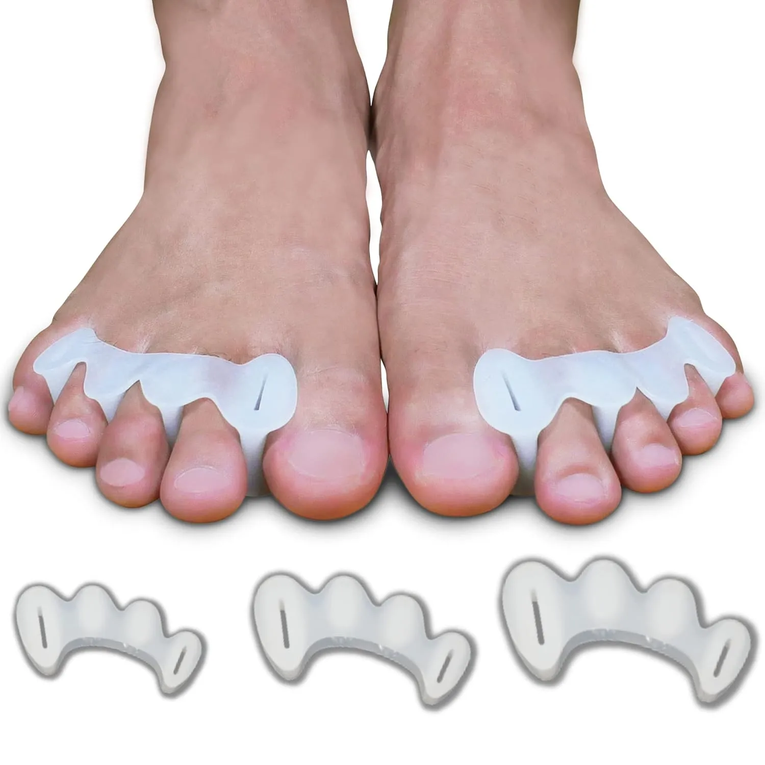 FTP Health Toe Separators - Toe Spacers - Foot Alignment - Strengthening and Balance – Correct Our Toes - For Hammertoes, Bunions, Plantar Fasciitis, Hallux Valgus – Size Small (1 pair)