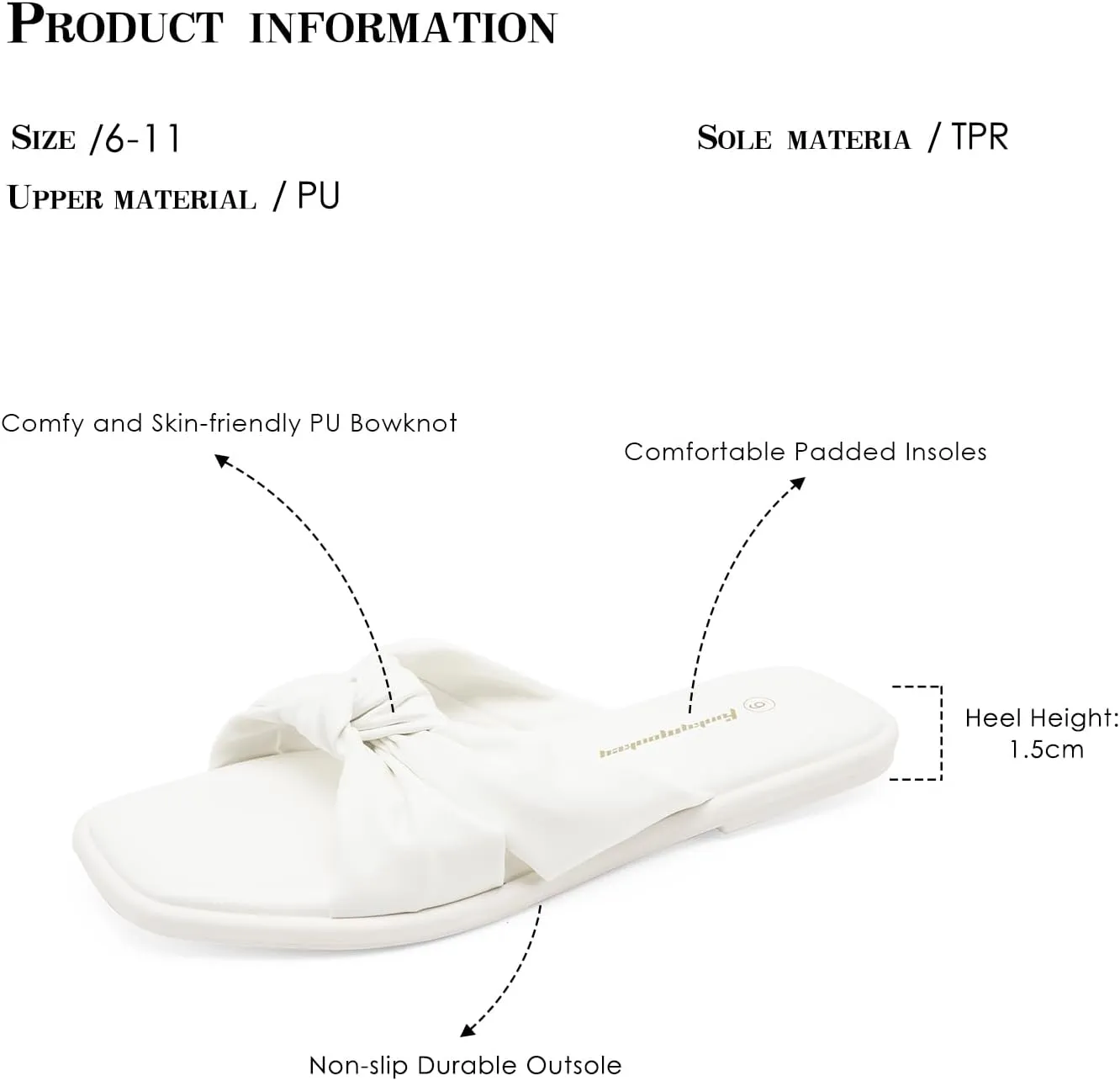 FUNKYMONKEY Women's Flat Sandals Square Open Toe Summer Casual Dress Women's Slide Shoes