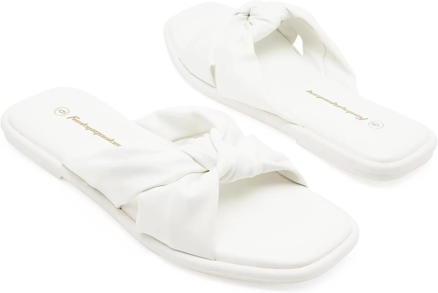 FUNKYMONKEY Women's Flat Sandals Square Open Toe Summer Casual Dress Women's Slide Shoes