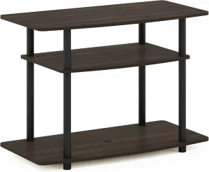 Furinno Turn-N-Tube No Tools 3-Tier Entertainment Center TV Stand for TV up to 32 Inch, Plastic Round Tubes, Dark Brown/Black